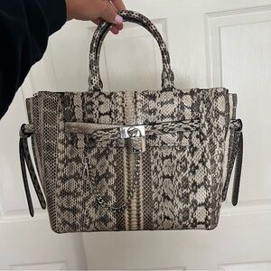 Michael Kors Hamilton Legacy Large Snakeskin Belted Satchel